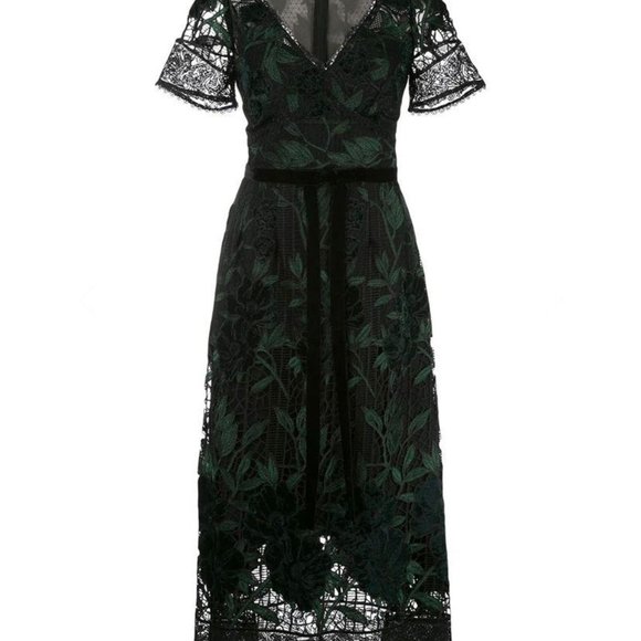 (Sold) Marchesa Notte Velvet Guipure Cocktail Dres - Picture 6 of 12